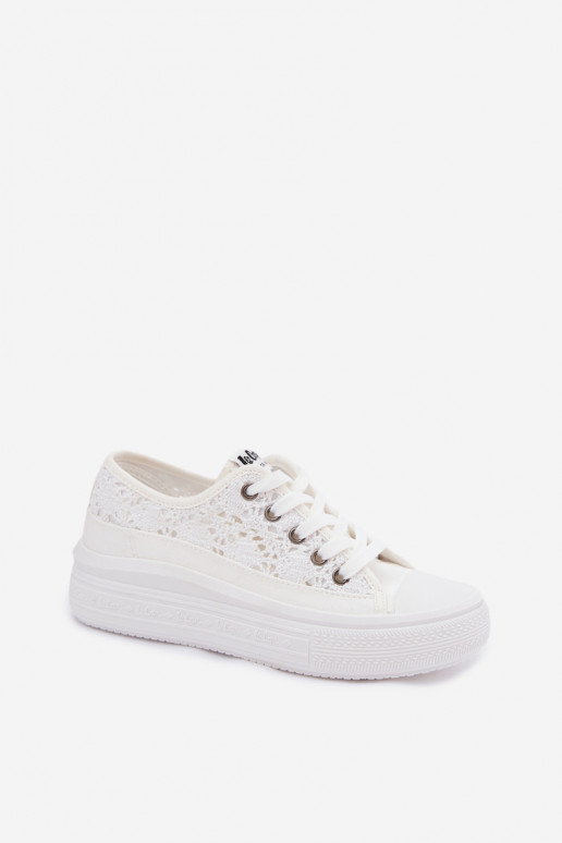 Chaussures blanches décontractées avec plateforme et éléments découpés Lee Cooper LCIN-26-44-4485