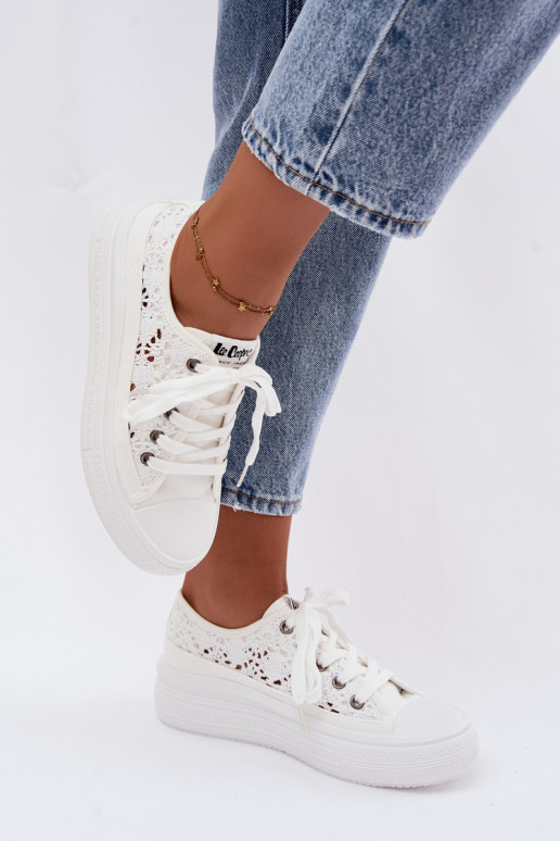 Chaussures blanches décontractées avec plateforme et éléments découpés Lee Cooper LCIN-26-44-4485