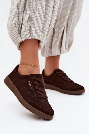 Baskets en daim synthétique pour hommes Vinceza 79635 couleur chocolat