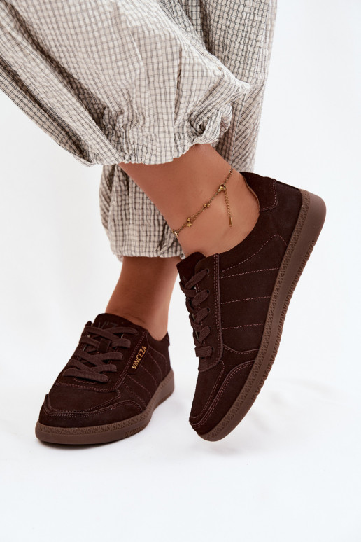 Herren-Sneaker aus Kunstveloursleder Vinceza 79635 schokoladenfarbe