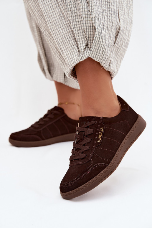 Heren sneakers van kunstsuède Vinceza 79635 chocolade kleur
