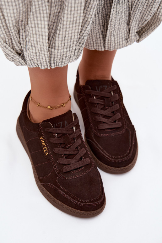 Herren-Sneaker aus Kunstveloursleder Vinceza 79635 schokoladenfarbe
