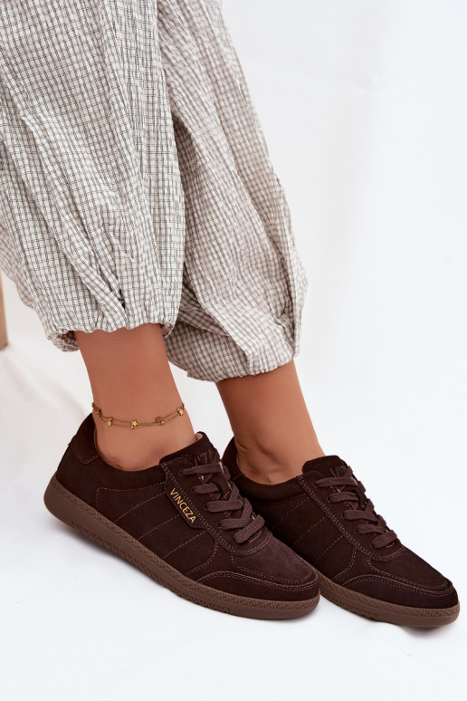 Baskets en daim synthétique pour hommes Vinceza 79635 couleur chocolat