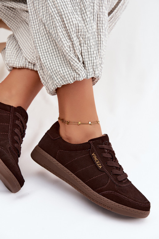 Heren sneakers van kunstsuède Vinceza 79635 chocolade kleur