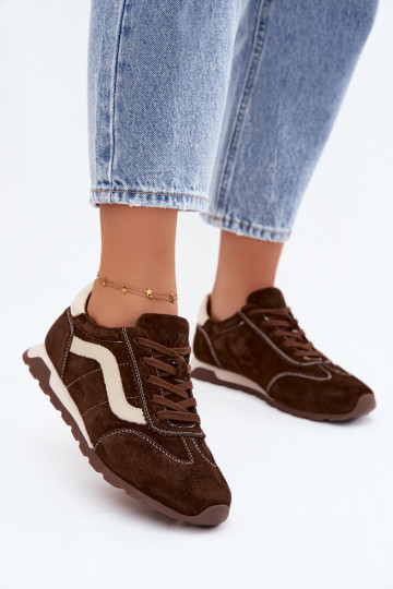 Baskets à plateforme en daim synthétique pour hommes couleur chocolat 2