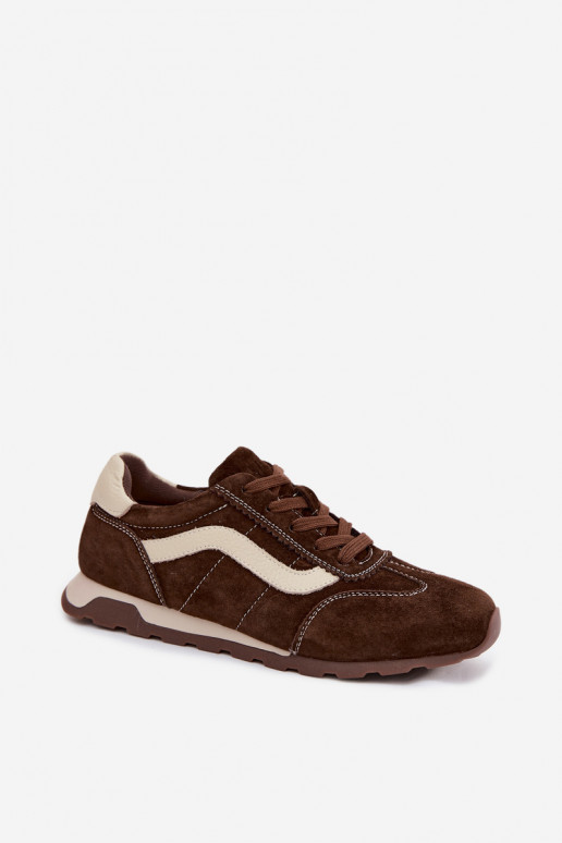 Herren-Sneaker mit Plattform aus Kunstveloursleder schokoladenfarbe