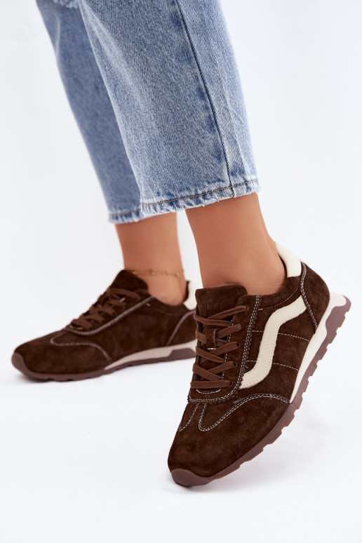 Baskets à plateforme en daim synthétique pour hommes couleur chocolat
