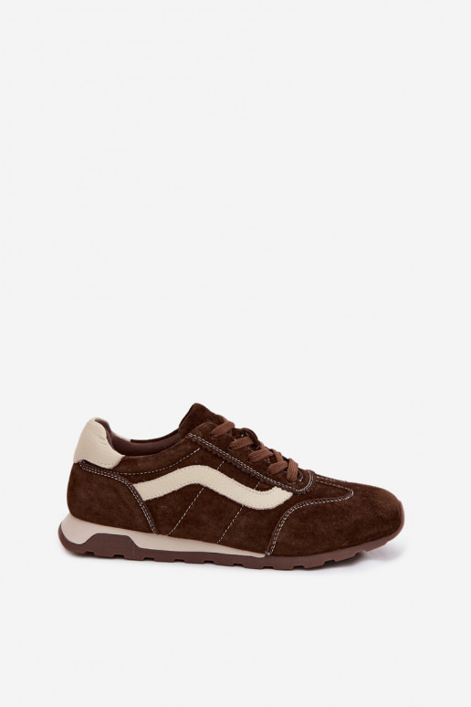 Baskets à plateforme en daim synthétique pour hommes couleur chocolat