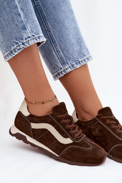 Baskets à plateforme en daim synthétique pour hommes couleur chocolat