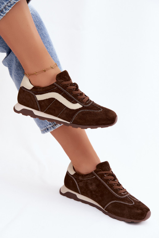 Herren-Sneaker mit Plattform aus Kunstveloursleder schokoladenfarbe