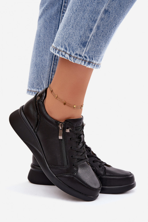 Baskets à plateforme pour femmes Vinceza 79644 couleur noire