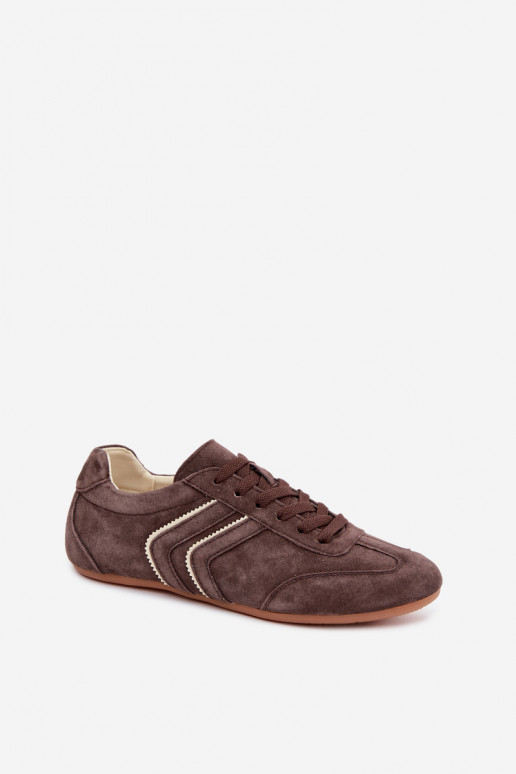 Heren sneakers van kunstsuède Sombra chocolade kleur