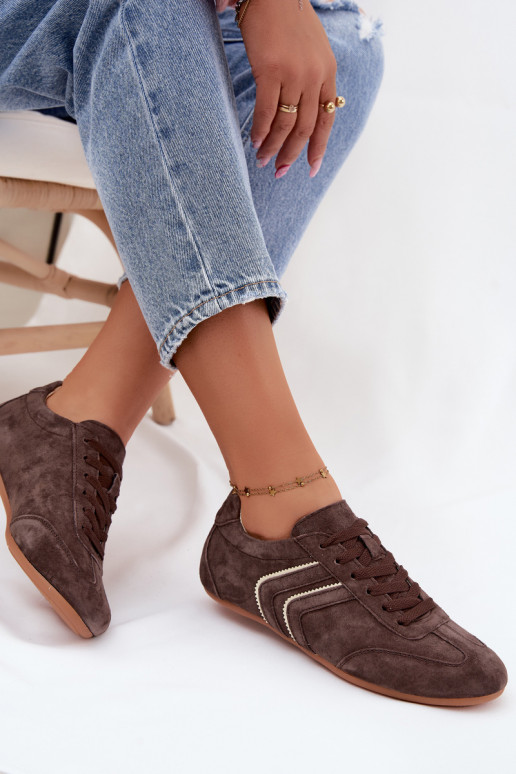 Heren sneakers van kunstsuède Sombra chocolade kleur
