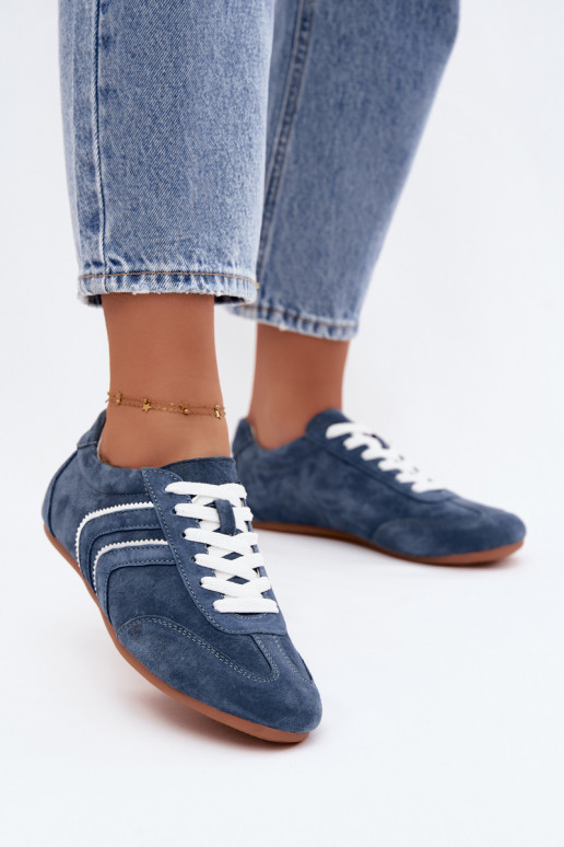 Herren-Sneaker aus Kunstveloursleder Sombra blaue Farbe