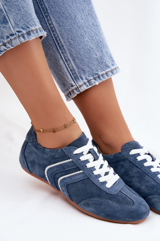 Heren sneakers van kunstsuède Sombra blauwe kleur