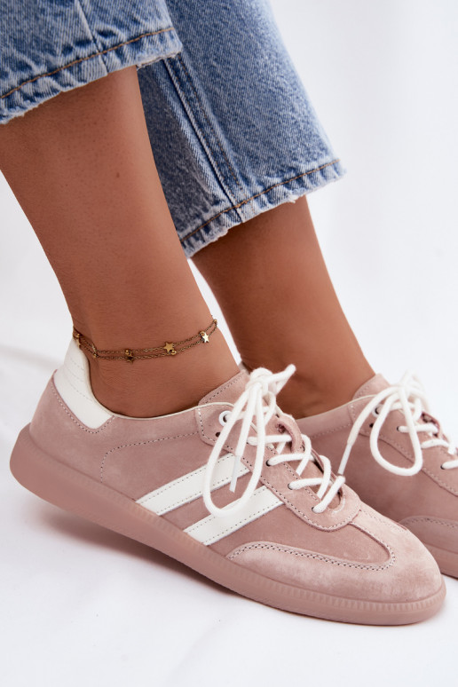 Herren-Sneaker aus Kunstveloursleder Ismina rosa Farbe
