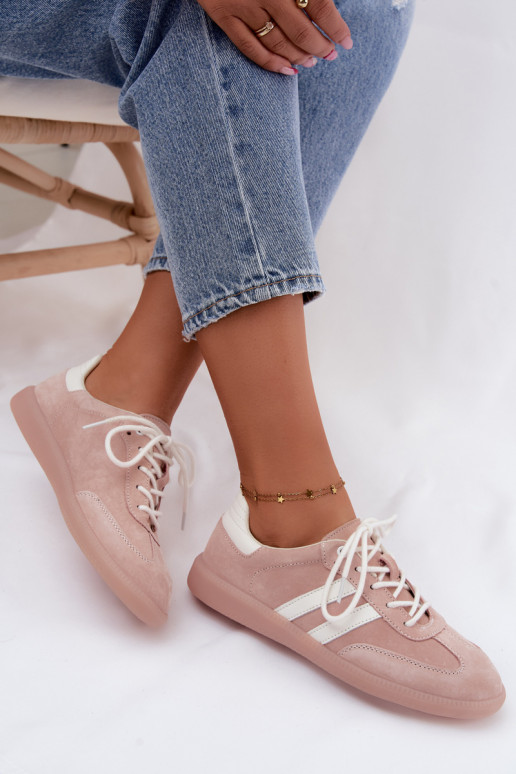 Herren-Sneaker aus Kunstveloursleder Ismina rosa Farbe
