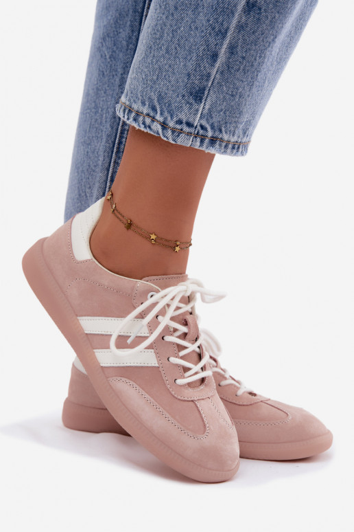 Herren-Sneaker aus Kunstveloursleder Ismina rosa Farbe