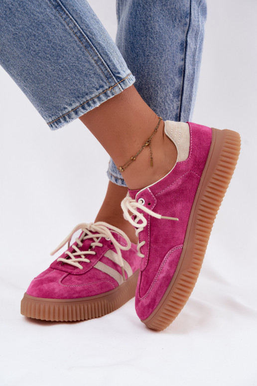 Baskets à plateforme en daim synthétique pour hommes couleur rose-sable