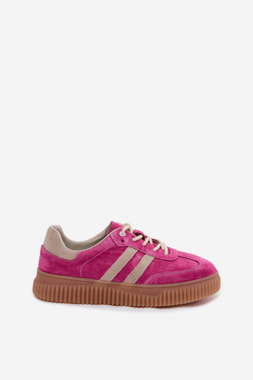 Baskets à plateforme en daim synthétique pour hommes couleur rose-sable