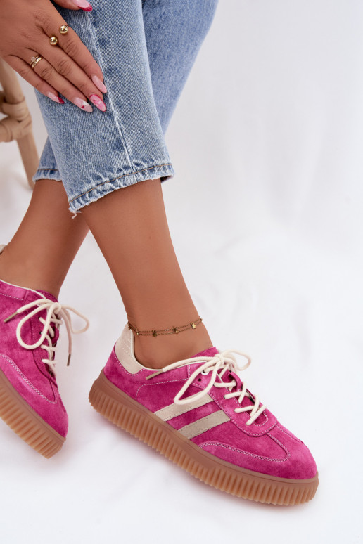Baskets à plateforme en daim synthétique pour hommes couleur rose-sable