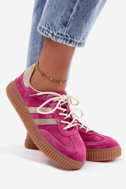 Baskets à plateforme en daim synthétique pour hommes couleur rose-sable
