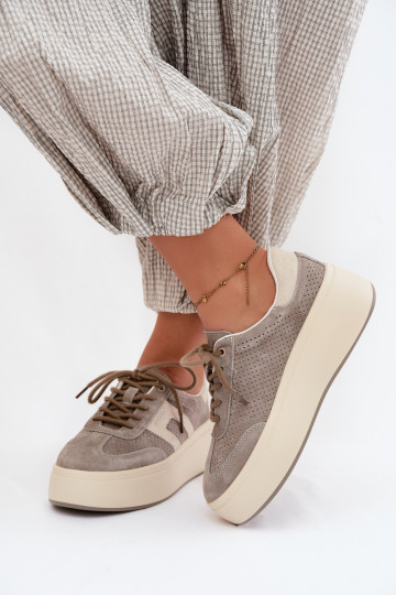 Grijze dames sneakers met platform en perforatie Umbry