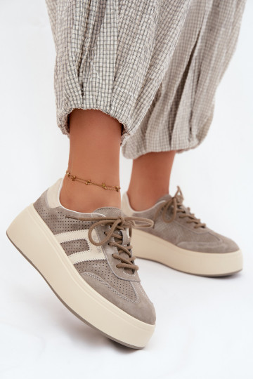 Grijze dames sneakers met platform en perforatie Umbry 2