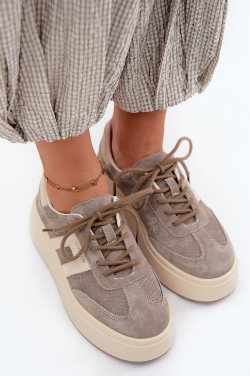 Baskets grises pour femmes avec plateforme et perforation Umbry