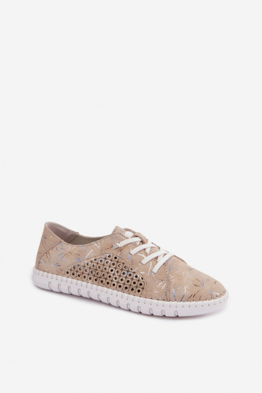 Chaussures beiges à motifs avec éléments ajourés en daim synthétique Tenebra