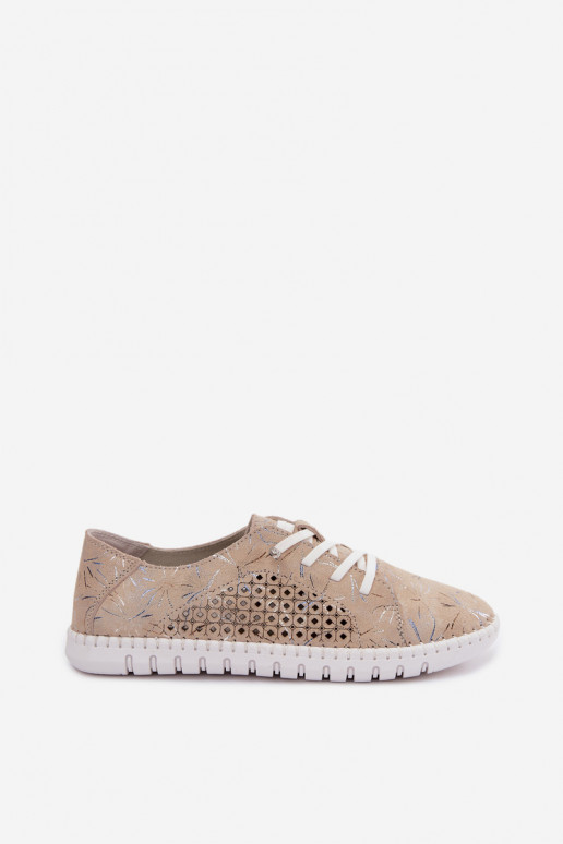 Zandkleurige patroon schoenen met uitsnijdingen van faux suede Tenebra