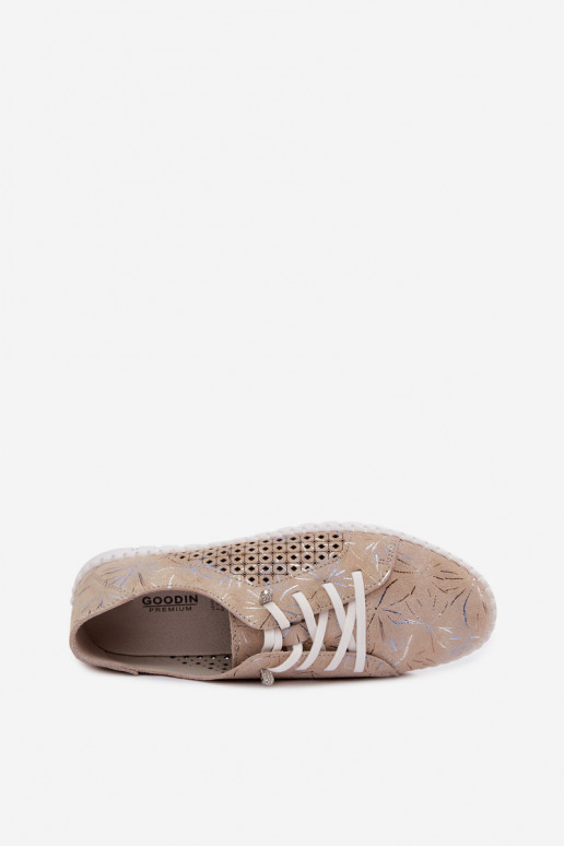 Zandkleurige patroon schoenen met uitsnijdingen van faux suede Tenebra