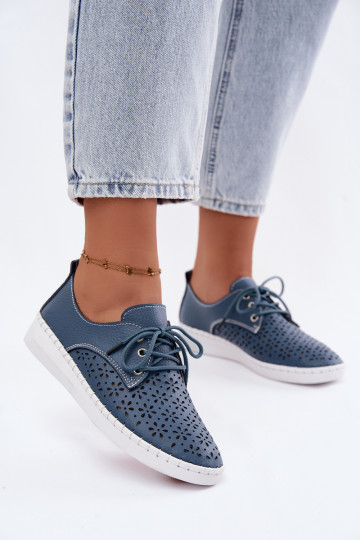 Donkerblauwe dameschoenen met uitsnijdingen Softie