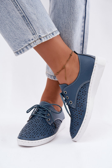 Chaussures bleu marine pour femmes avec éléments ajourés Softie 2