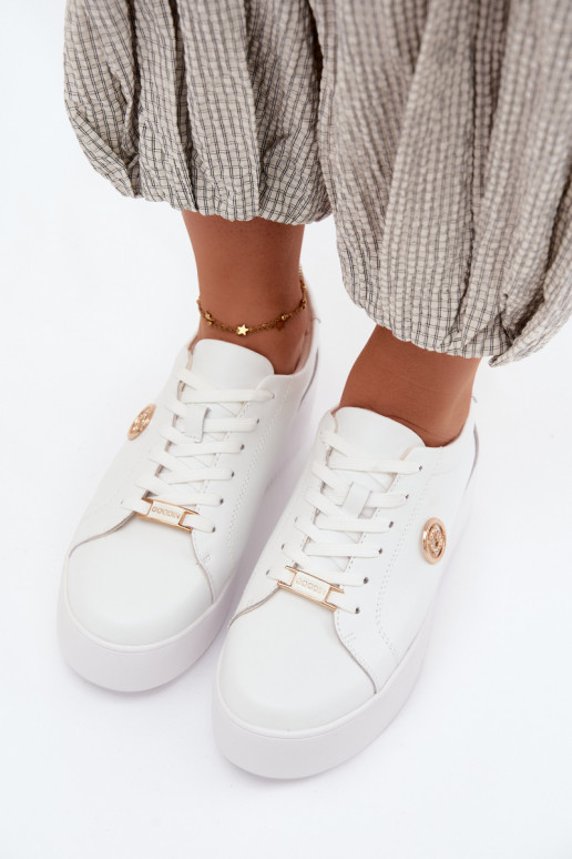 Weiße Damensneaker mit Plattform Dainty