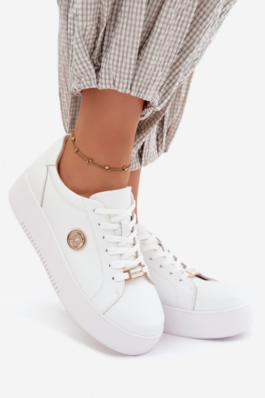 Weiße Damensneaker mit Plattform Dainty