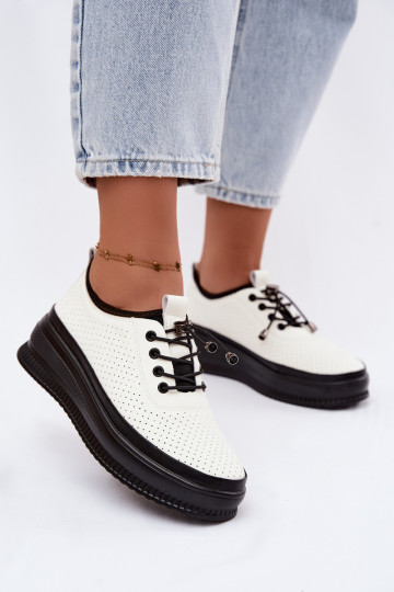 Chaussures blanches pour femmes avec plateforme et perforation Dalila 2