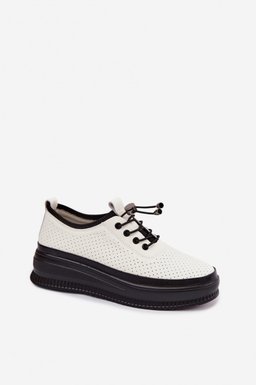 Chaussures blanches pour femmes avec plateforme et perforation Dalila