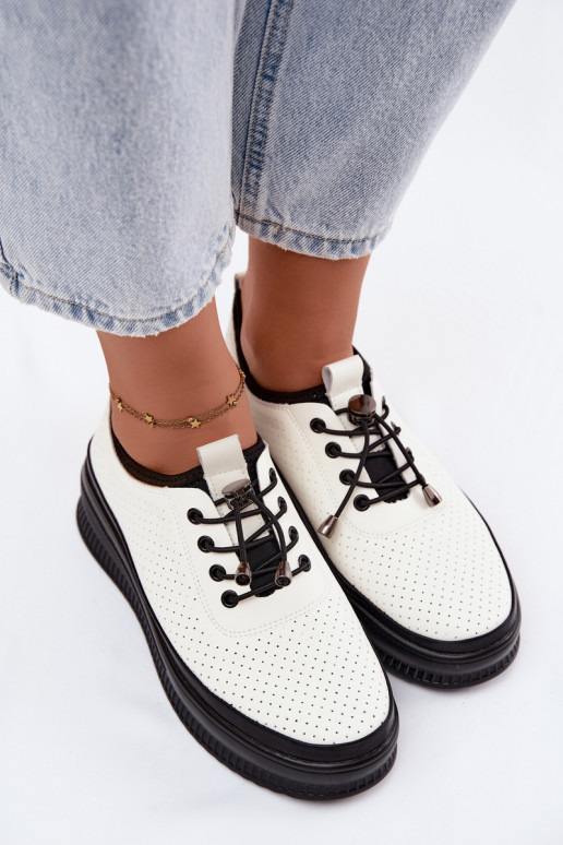 Chaussures blanches pour femmes avec plateforme et perforation Dalila