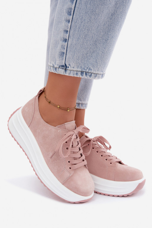 Baskets roses pour femmes en daim synthétique avec plateforme Inaya
