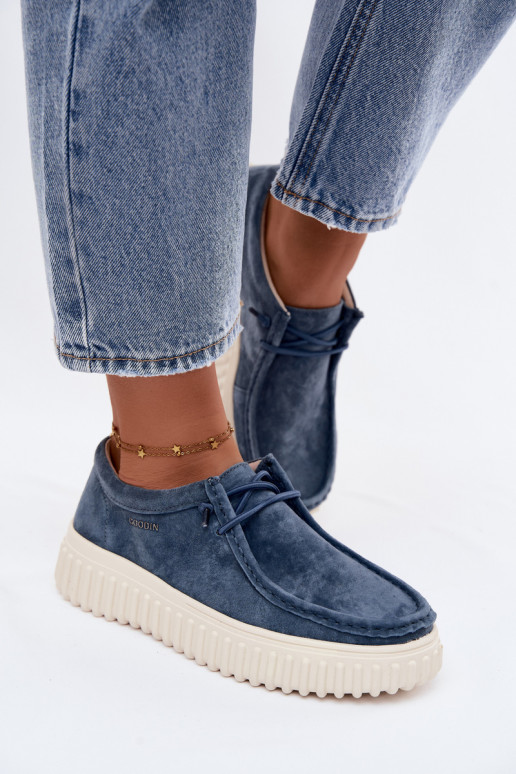Chaussures bleues pour femmes en daim synthétique avec plateforme Jamila