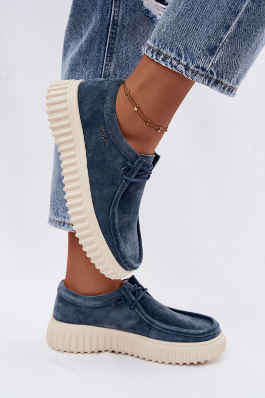 Chaussures bleues pour femmes en daim synthétique avec plateforme Jamila