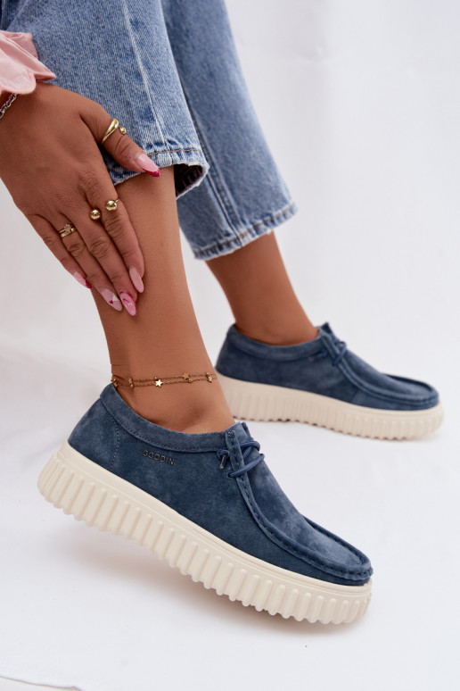 Chaussures bleues pour femmes en daim synthétique avec plateforme Jamila