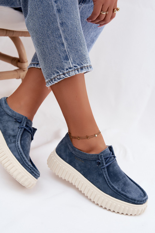 Chaussures bleues pour femmes en daim synthétique avec plateforme Jamila