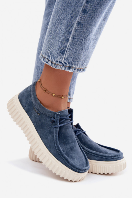 Chaussures bleues pour femmes en daim synthétique avec plateforme Jamila