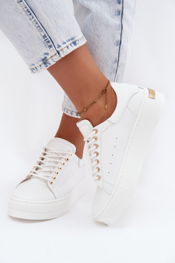 Weiße Damensneaker mit Plattform Zazoo N408S7