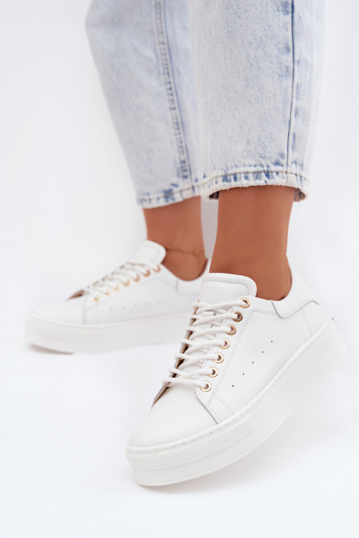 Baskets blanches pour femmes avec plateforme Zazoo N408S7