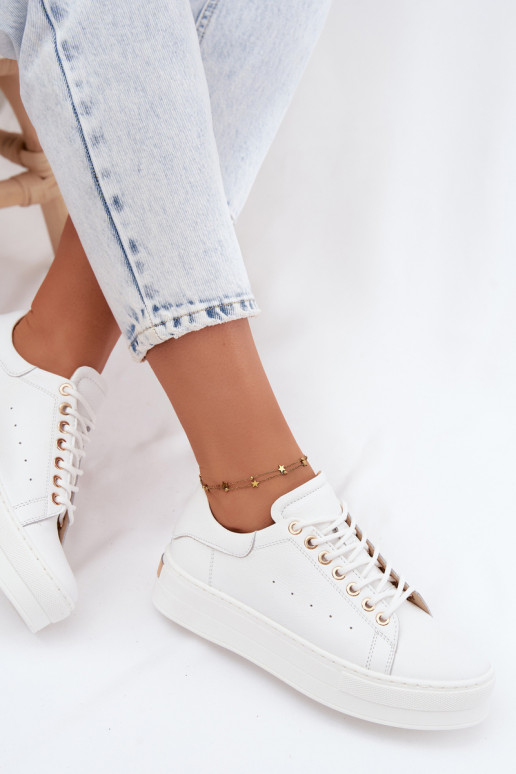 Weiße Damensneaker mit Plattform Zazoo N408S7