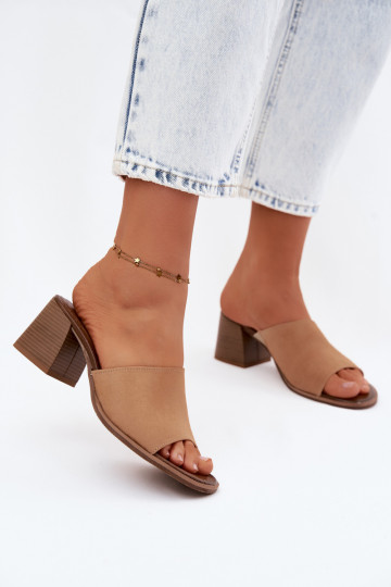 Beige dames faux suede hakslippers Zazoo 2
