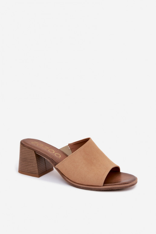Beige dames faux suede hakslippers Zazoo